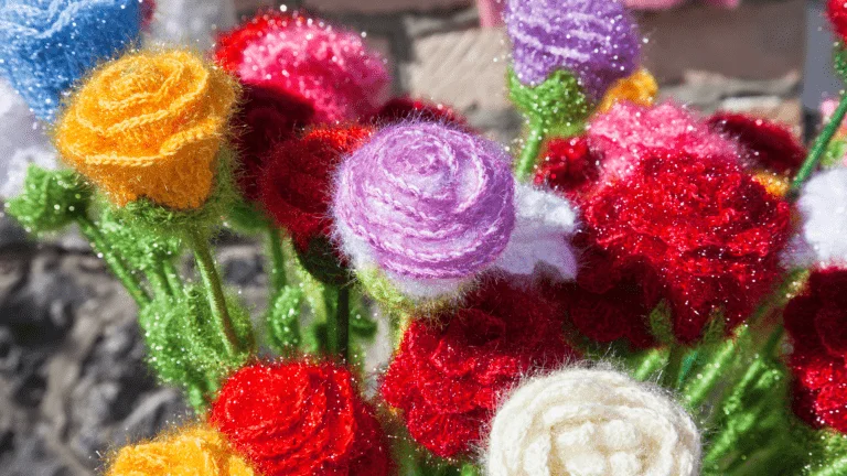 Un bouquet de fleur en laine